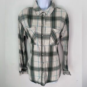Sanctuary Blue and Gray Boyfriend Shirt, Size M, Y2K flannel
